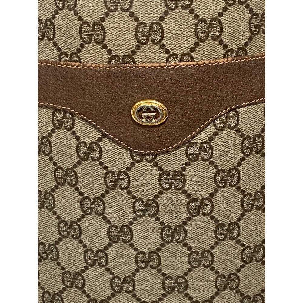 Vintage Gucci GG Supreme Monogram Sherry Line Canvas Tote Bag in Tan Brown - Picture 2 of 10